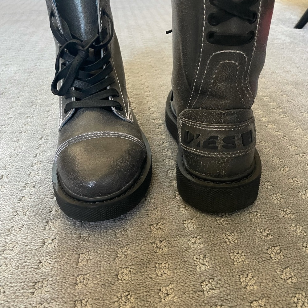 Diesel combat boots gray leather